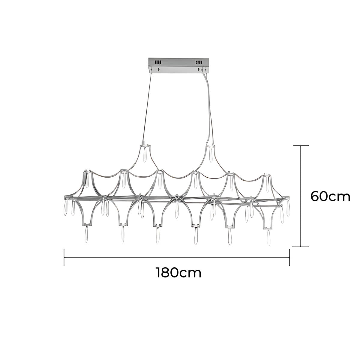 Clover Frame Crystal Linear Chandelier — gallery image 19