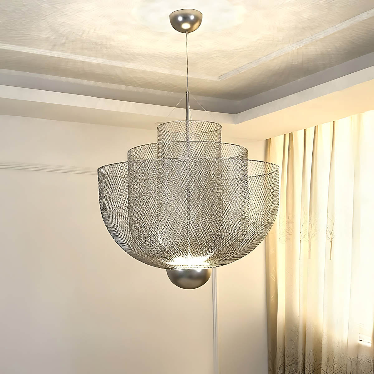 Thistle Frame Stainless Steel Globe Chandelier — gallery image 13