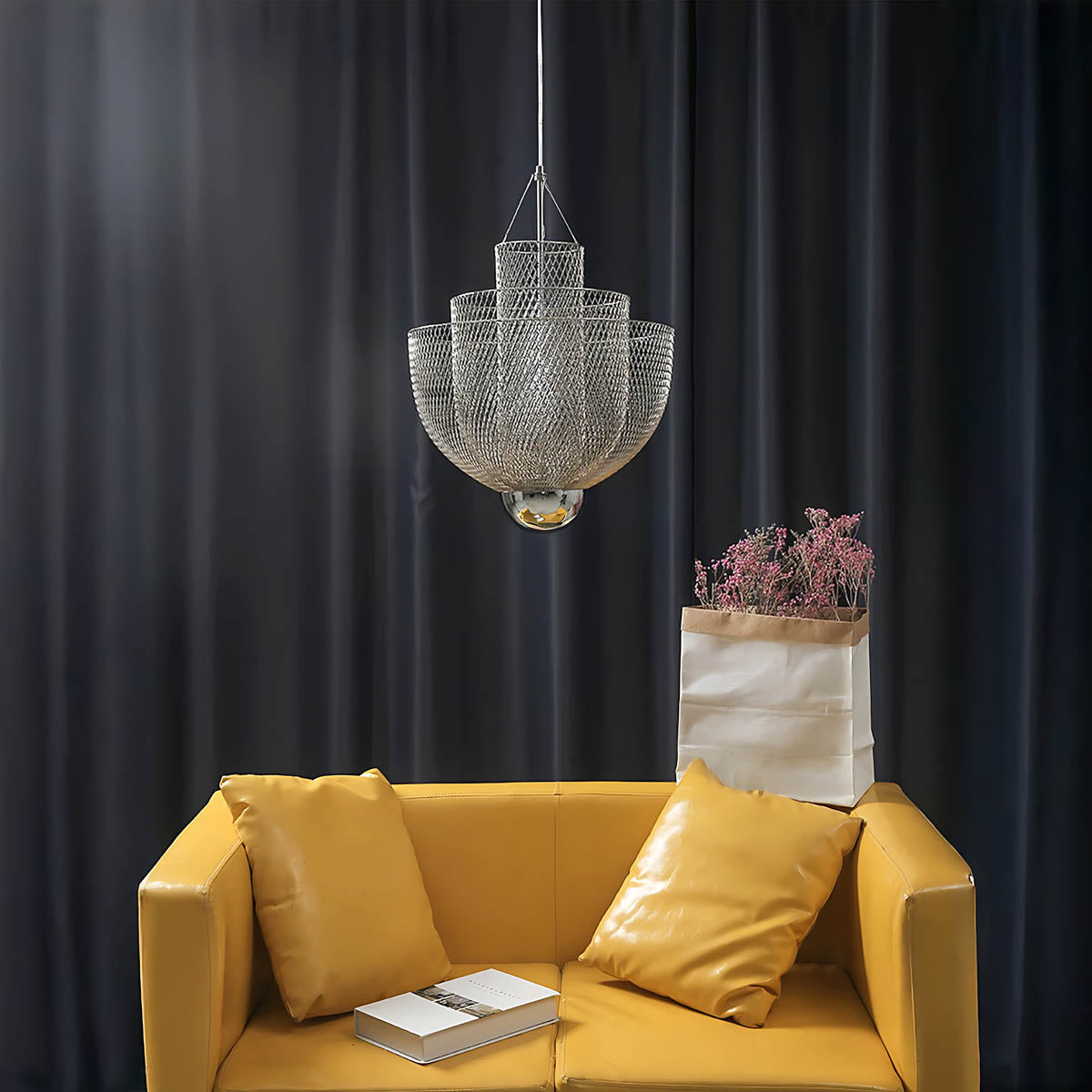 Thistle Frame Stainless Steel Globe Chandelier — gallery image 5