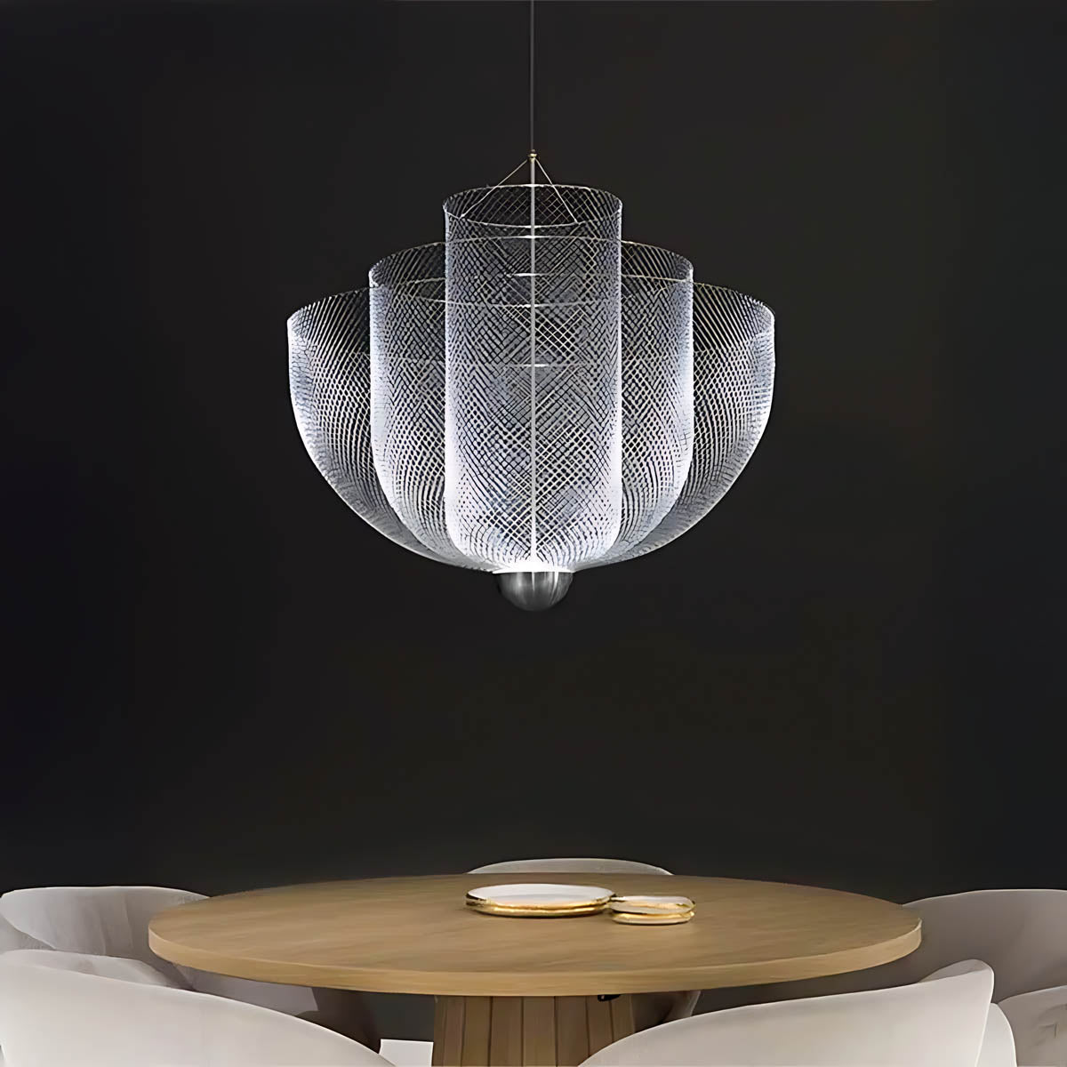 Thistle Frame Stainless Steel Globe Chandelier — gallery image 11