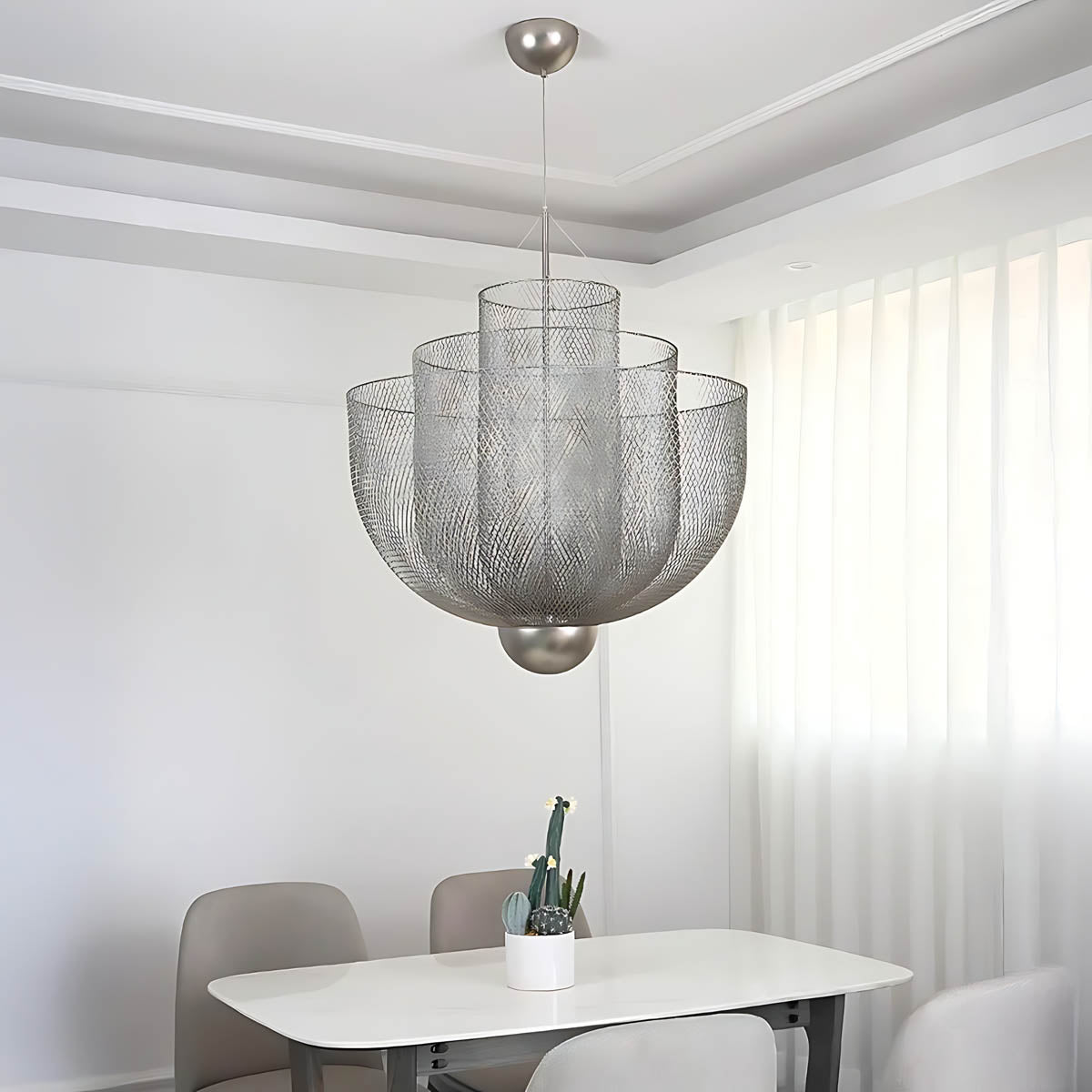 Thistle Frame Stainless Steel Globe Chandelier — gallery image 9