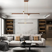 Haddon Frame Wood Linear Pendant Light — gallery image 6
