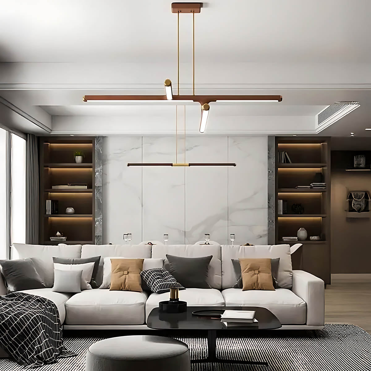 Haddon Frame Wood Linear Pendant Light — gallery image 6