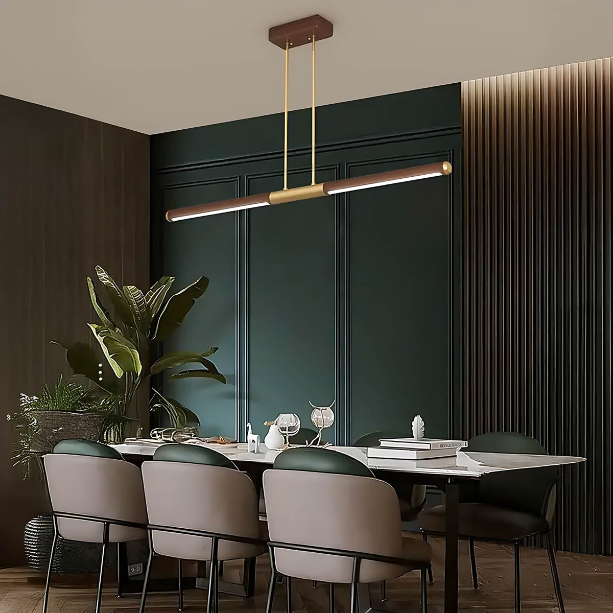 Haddon Frame Wood Linear Pendant Light — gallery image 7