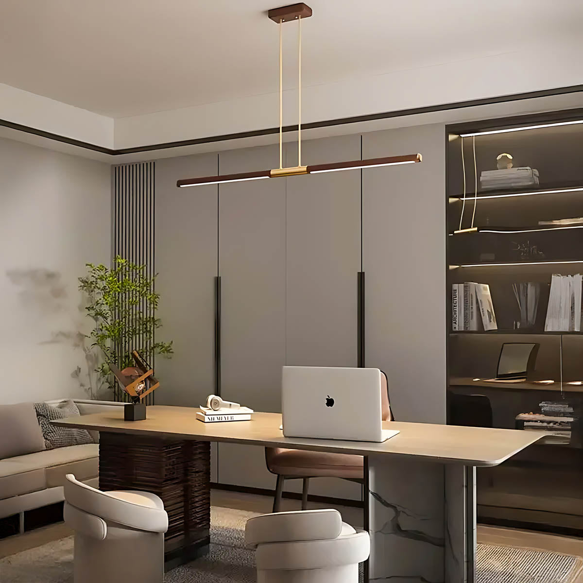 Haddon Frame Wood Linear Pendant Light — gallery image 10