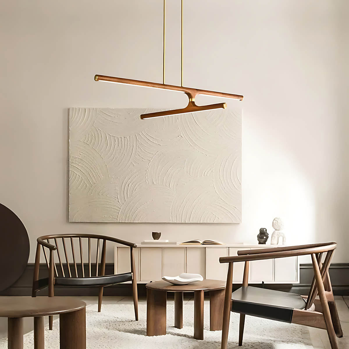 Haddon Frame Wood Linear Pendant Light — gallery image 12