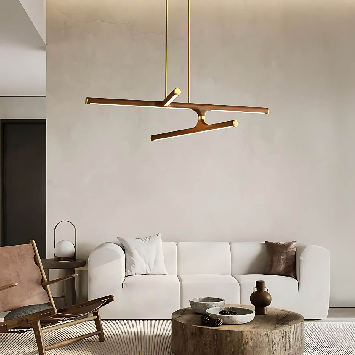 Haddon Frame Wood Linear Pendant Light — gallery image 4