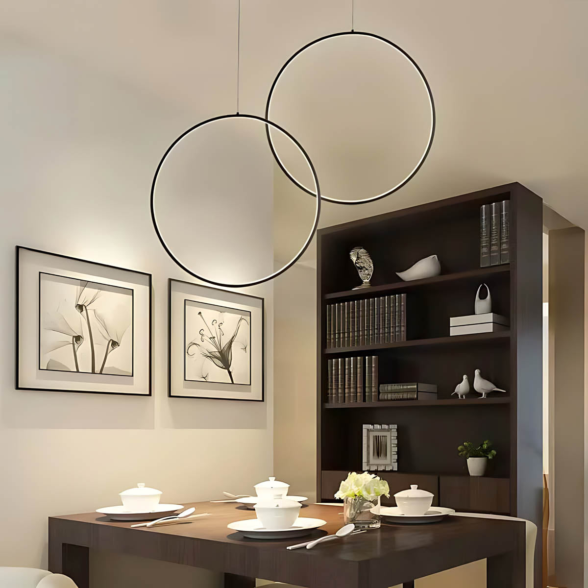 Chestnut Frame Aluminum Ring Pendant Light — gallery image 3