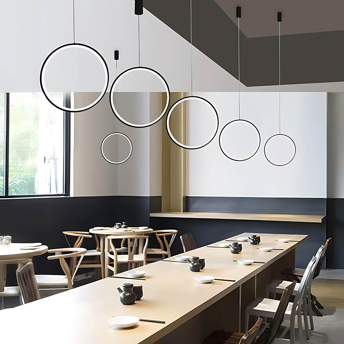 Chestnut Frame Aluminum Ring Pendant Light — gallery image 7