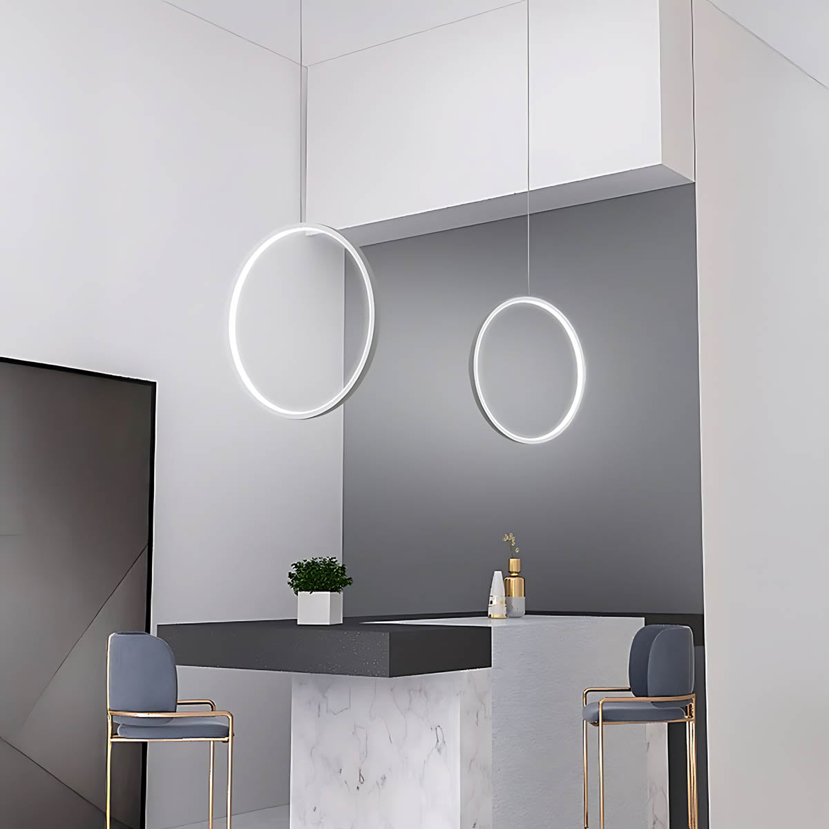 Chestnut Frame Aluminum Ring Pendant Light — gallery image 11