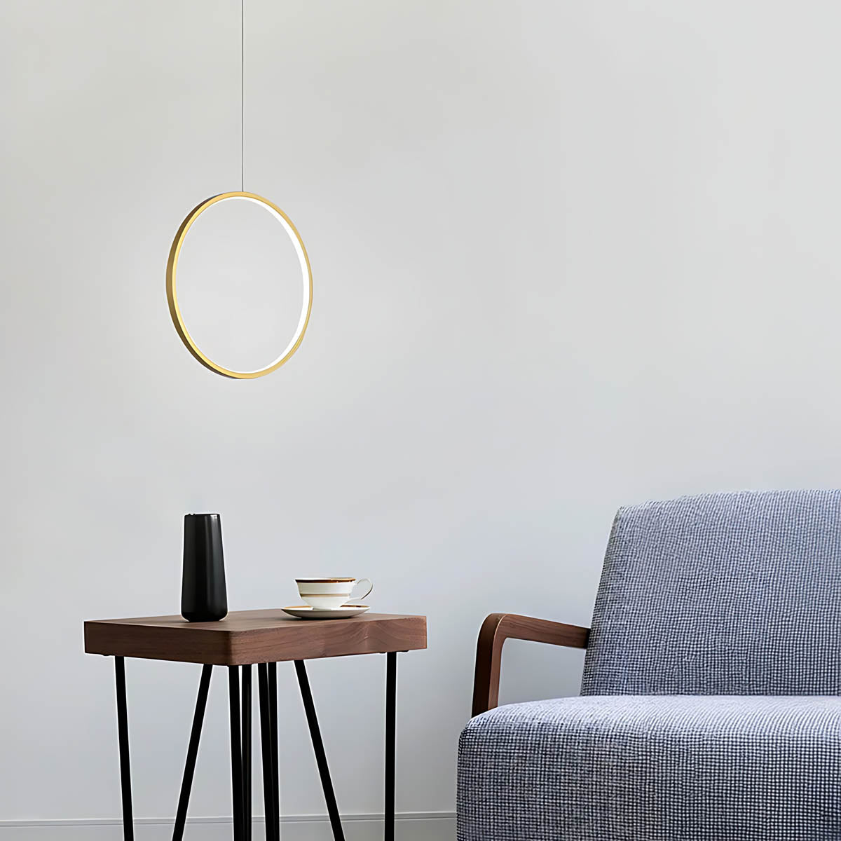 Chestnut Frame Aluminum Ring Pendant Light — gallery image 15