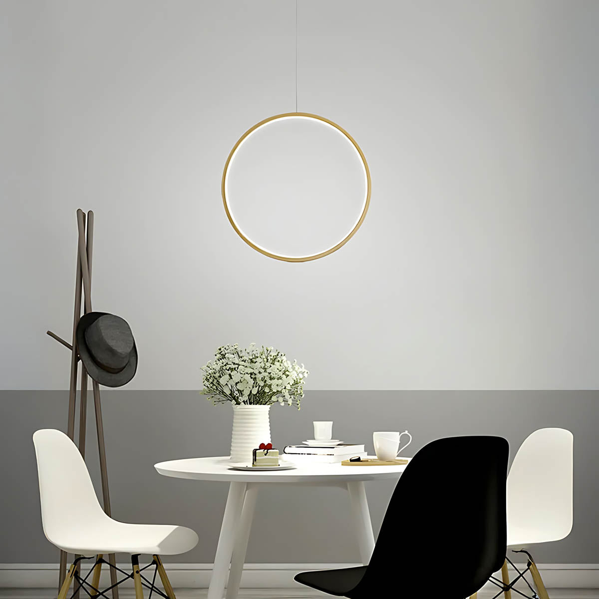 Chestnut Frame Aluminum Ring Pendant Light — gallery image 16