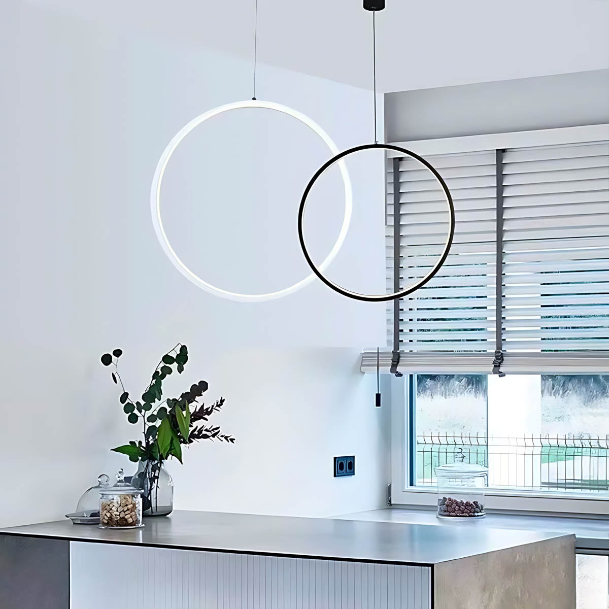 Chestnut Frame Aluminum Ring Pendant Light — gallery image 18