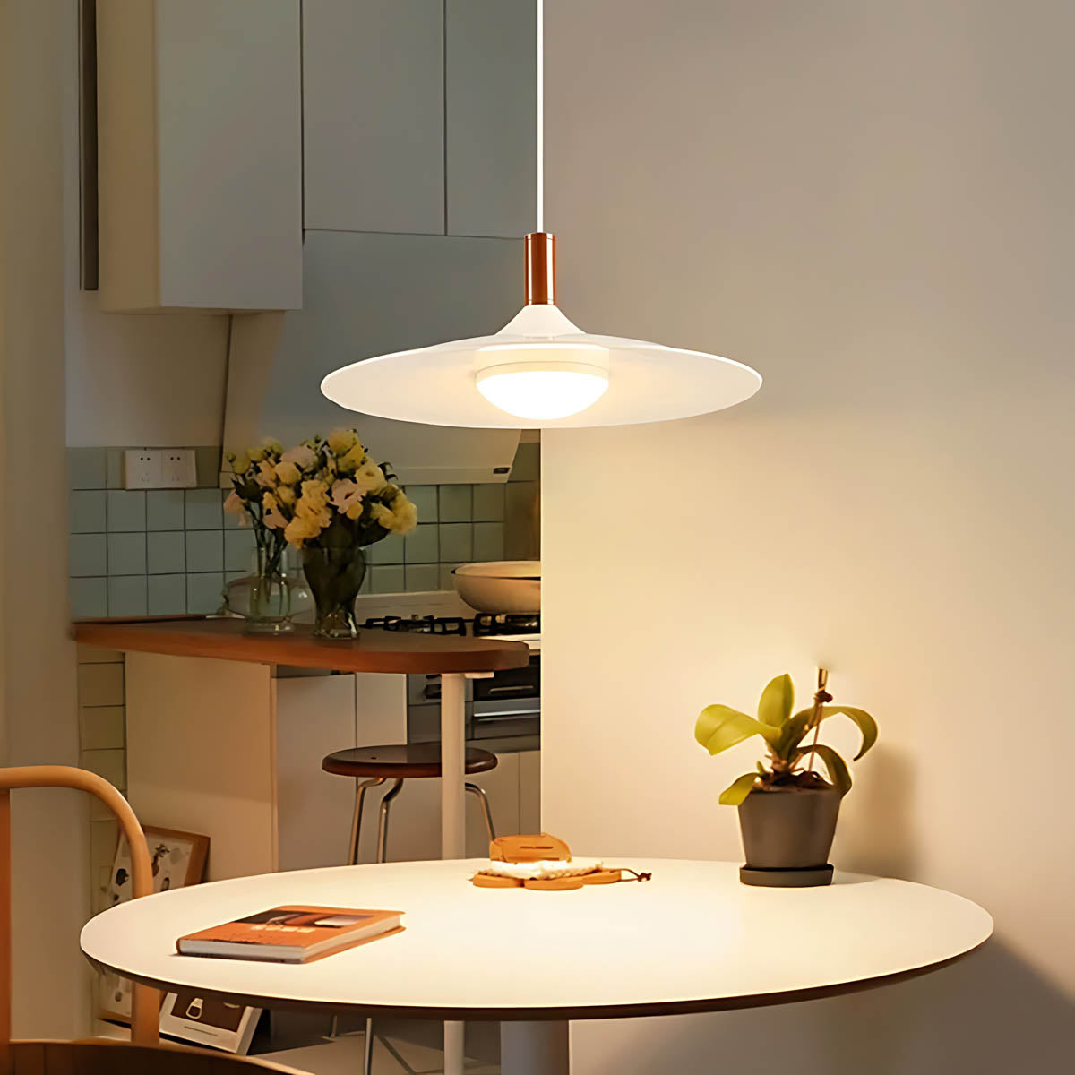 Elmwood Frame Iron Pendant Light — gallery image 2