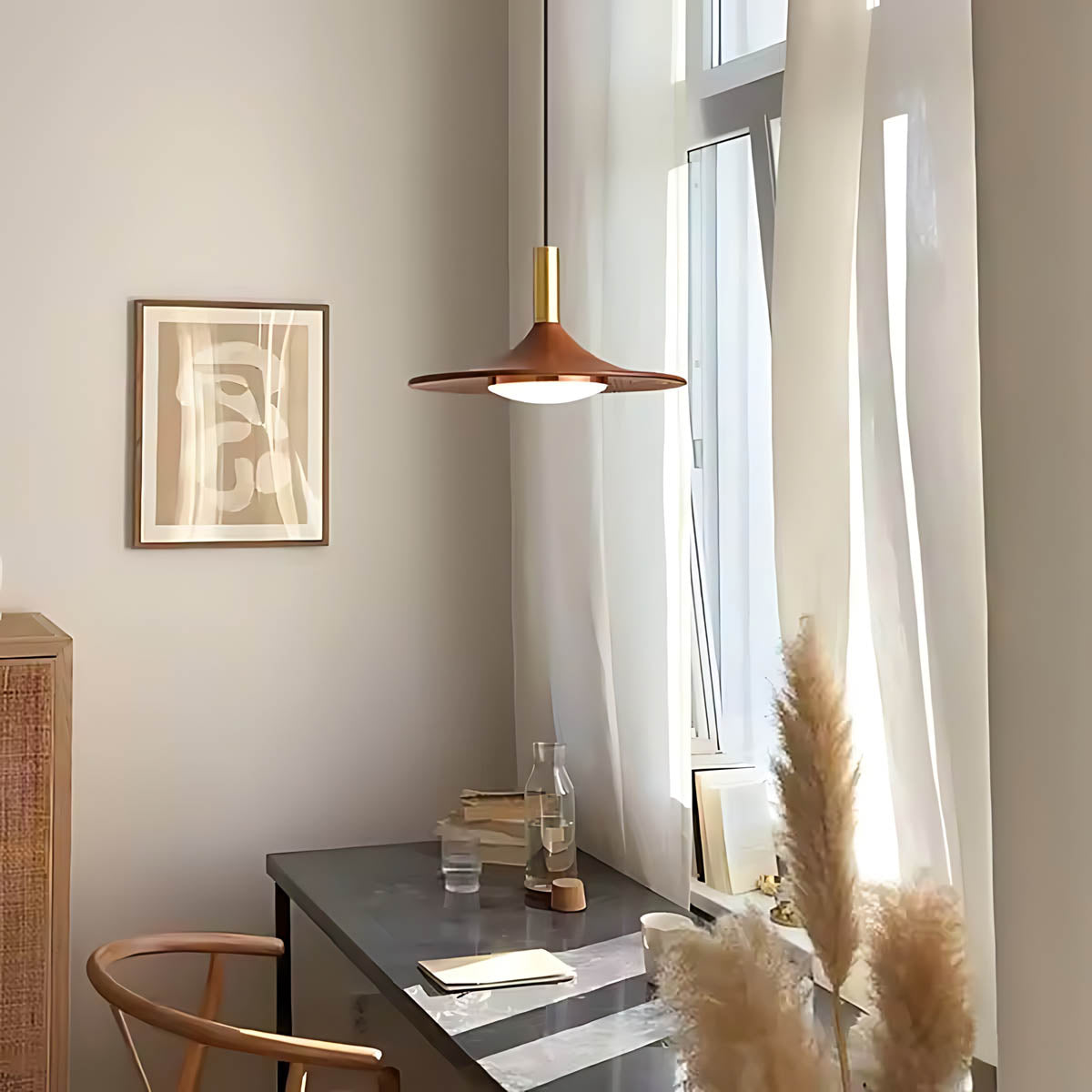 Elmwood Frame Iron Pendant Light — gallery image 8