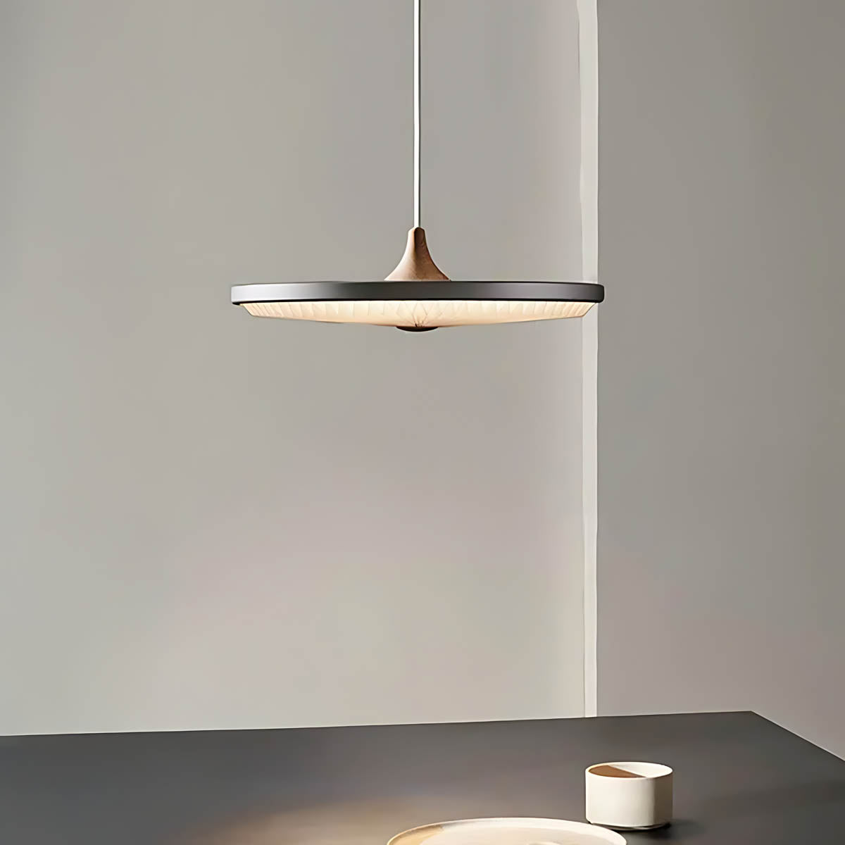 Beechwood Frame Aluminum Pendant Light — gallery image 6
