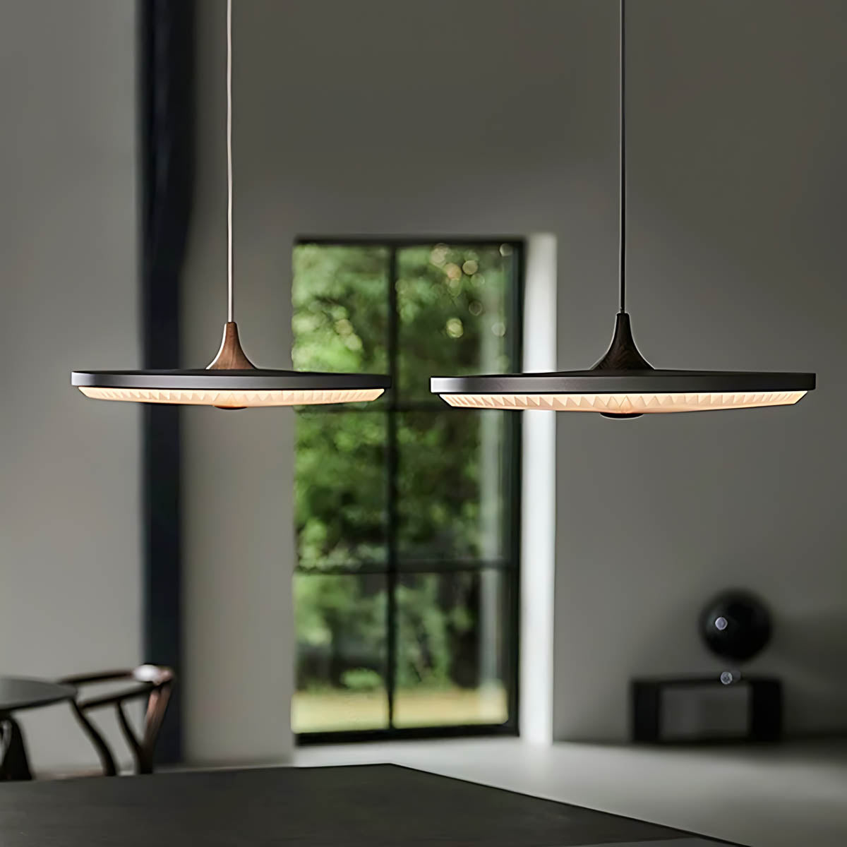 Beechwood Frame Aluminum Pendant Light — gallery image 8
