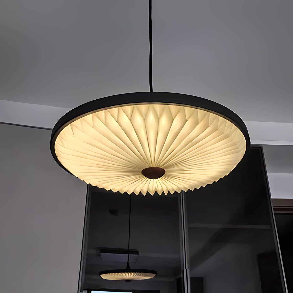 Beechwood Frame Aluminum Pendant Light — gallery image 13