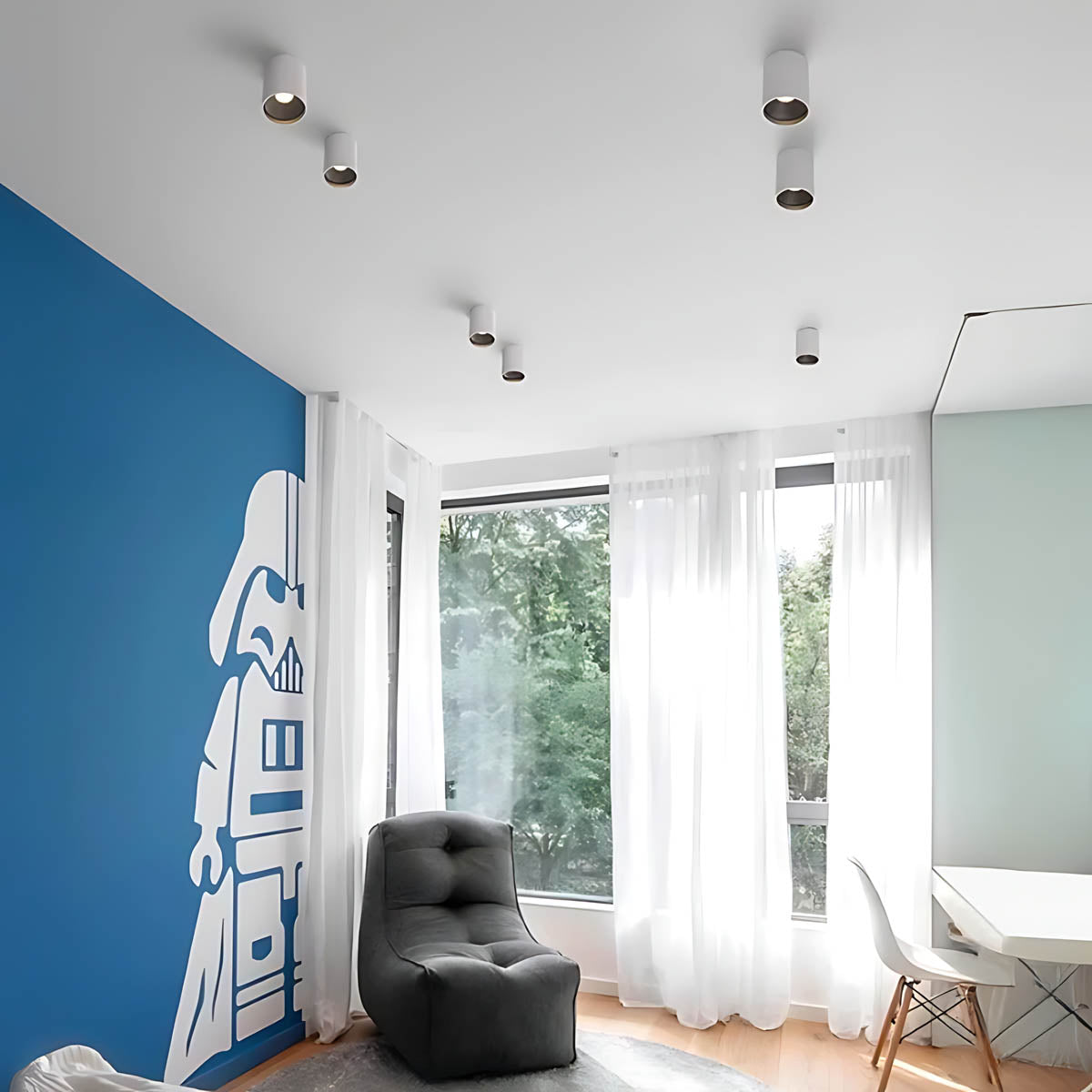 Alderwood Frame Aluminum Ceiling Light — gallery image 4