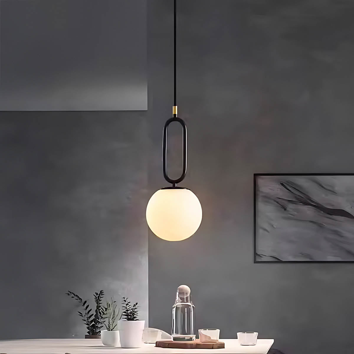 Blackthorn Frame Marble Linear Pendant Light — gallery image 2