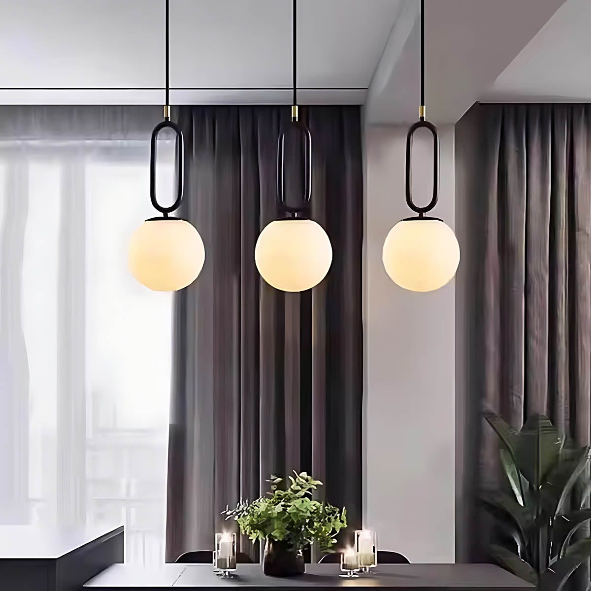 Blackthorn Frame Marble Linear Pendant Light — gallery image 3