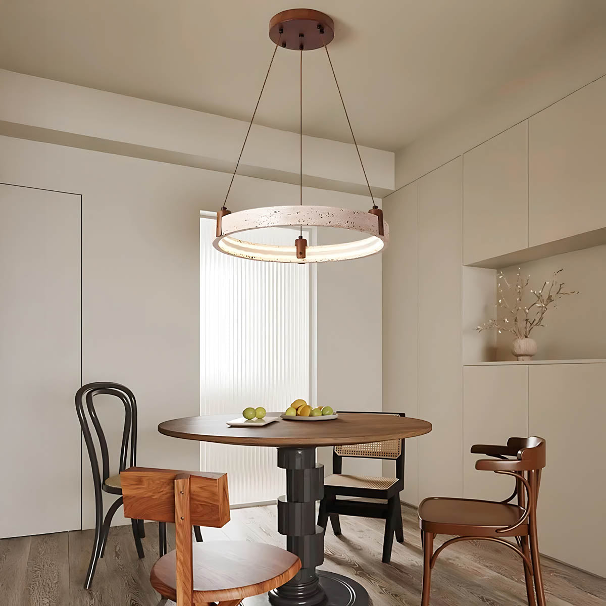 
Larchwood Frame Travertine Ring Chandelier — photo 6