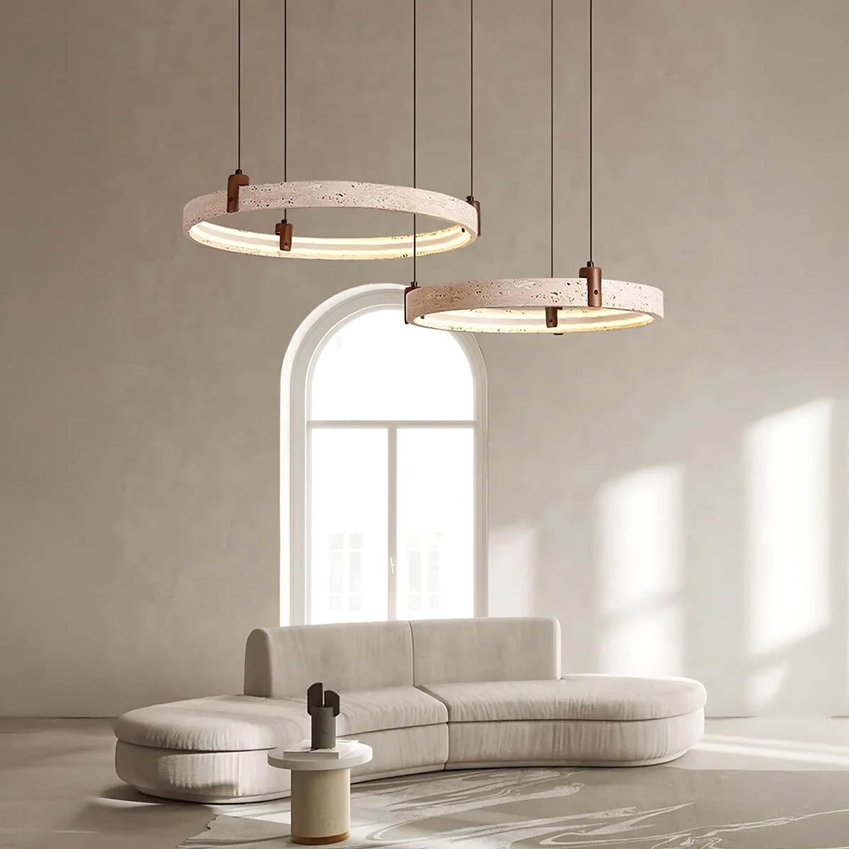 
Larchwood Frame Travertine Ring Chandelier — photo 3