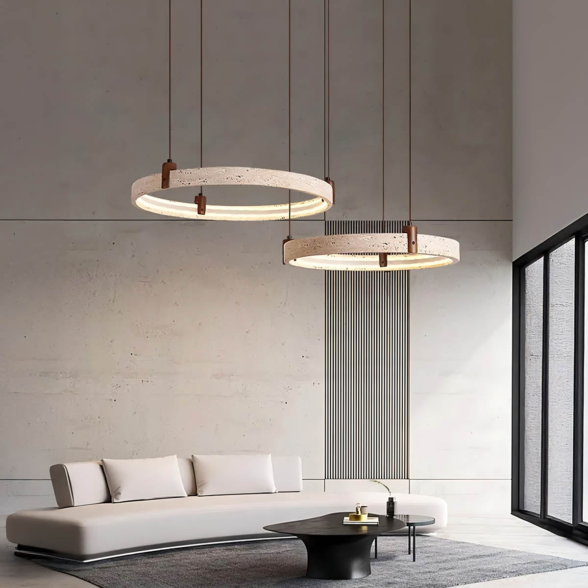
Larchwood Frame Travertine Ring Chandelier — photo 9