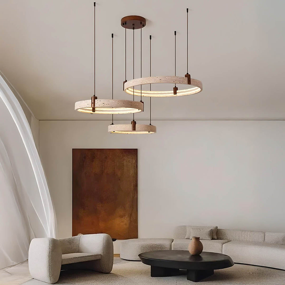 
Larchwood Frame Travertine Ring Chandelier — photo 4