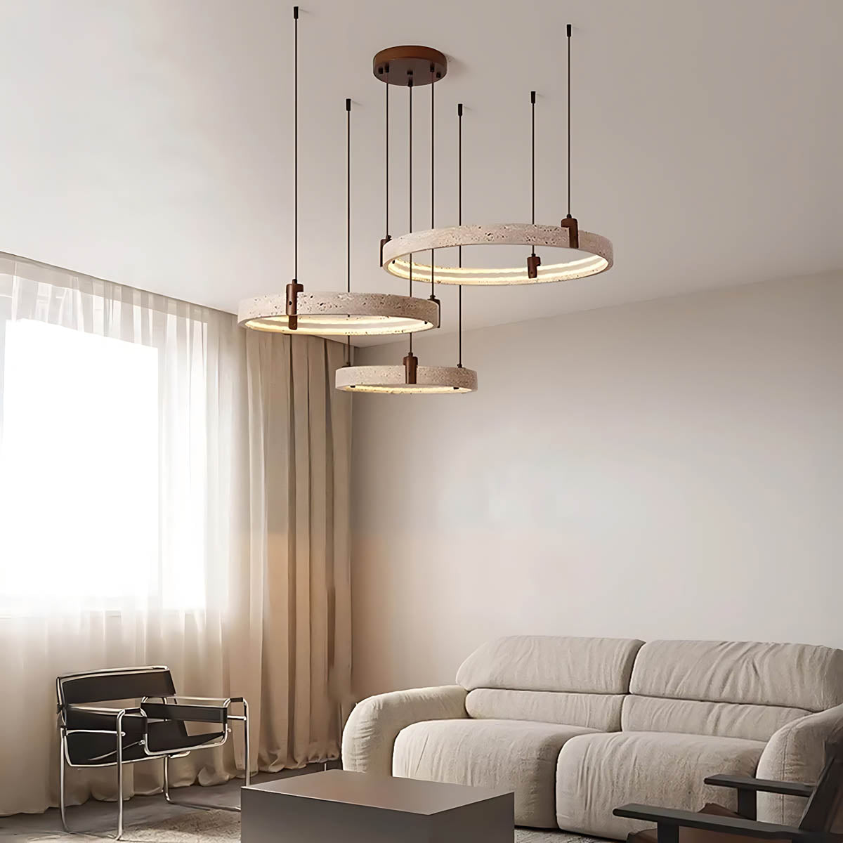 
Larchwood Frame Travertine Ring Chandelier — photo 7