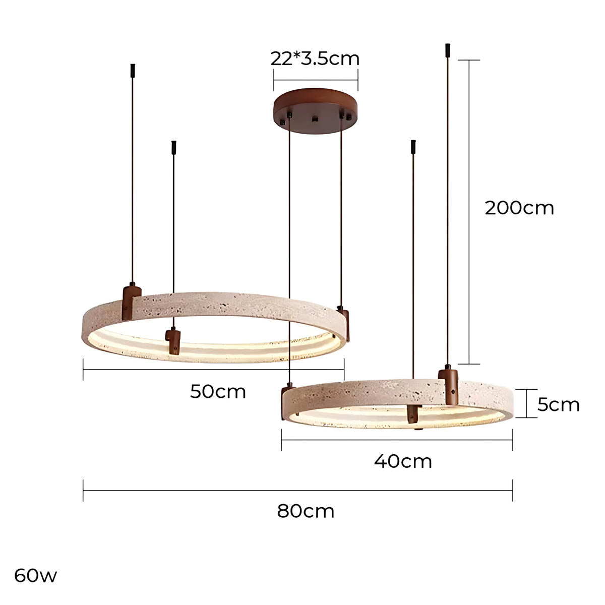 
Larchwood Frame Travertine Ring Chandelier — photo 17