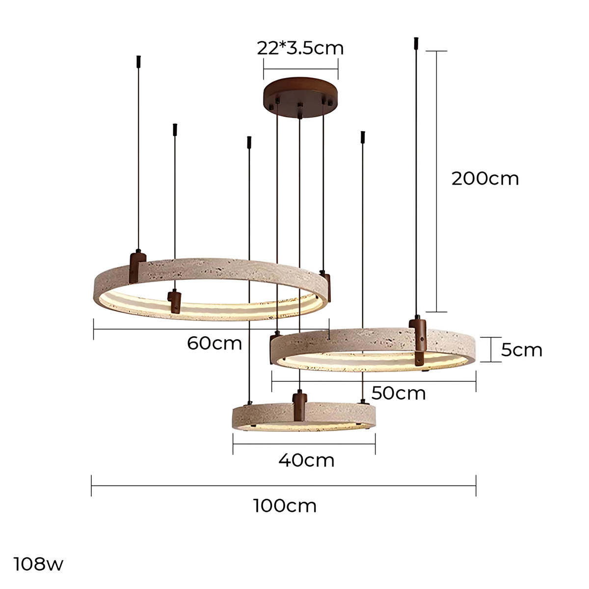 
Larchwood Frame Travertine Ring Chandelier — photo 19