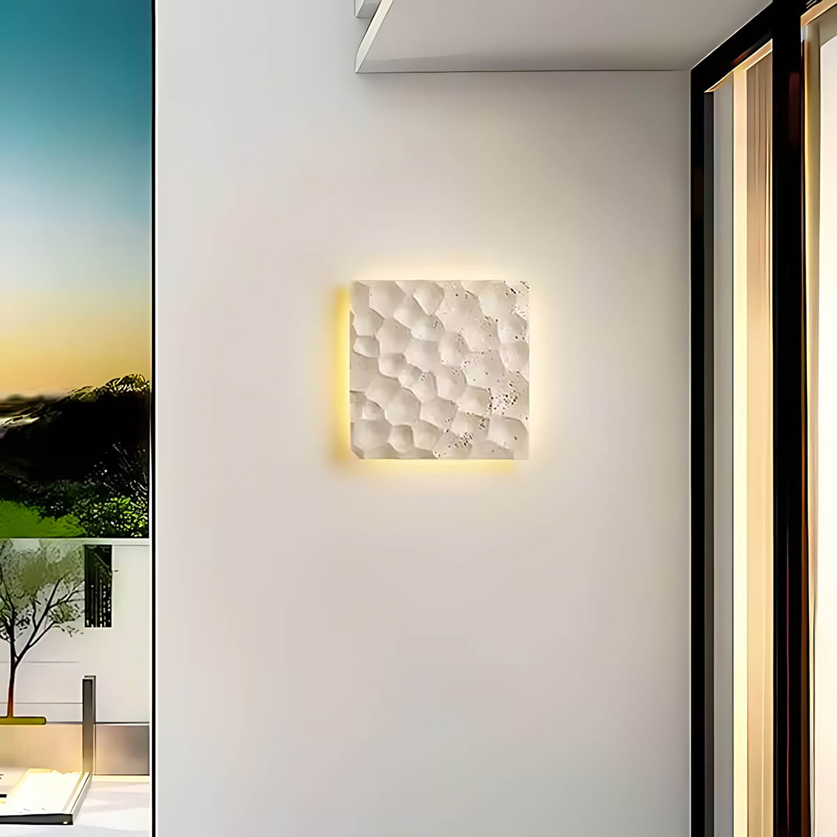 Silverwood Frame Travertine Outdoor Wall Light — gallery image 5