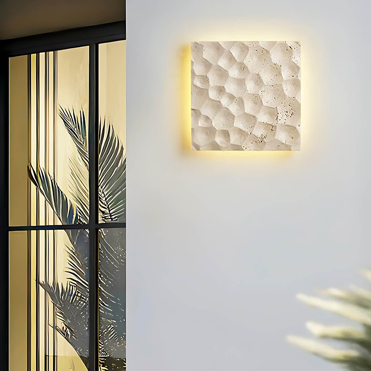 Silverwood Frame Travertine Outdoor Wall Light — gallery image 7