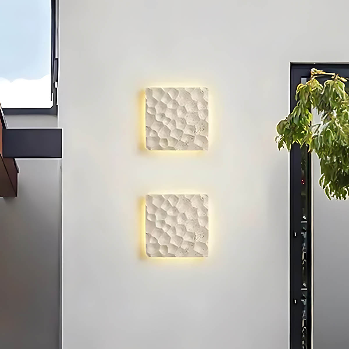 Silverwood Frame Travertine Outdoor Wall Light — gallery image 3