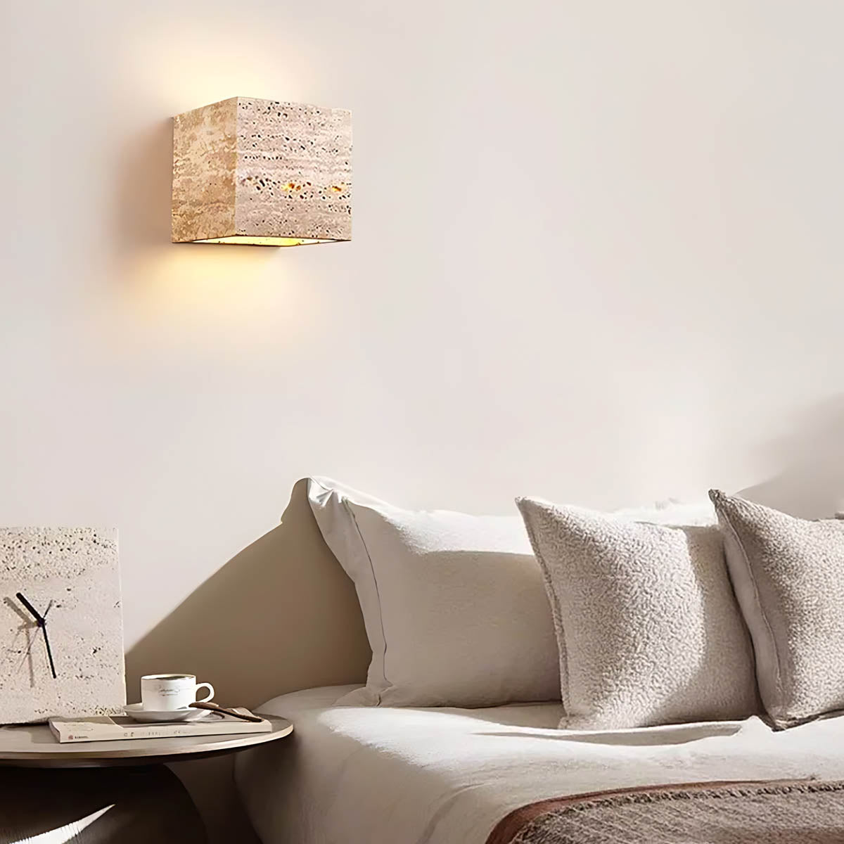 Whitmore Frame Travertine Outdoor Wall Light — gallery image 2