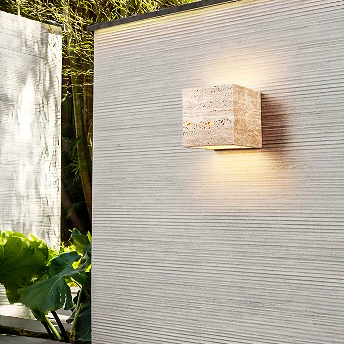 Whitmore Frame Travertine Outdoor Wall Light — gallery image 3