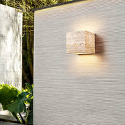 Whitmore Frame Travertine Outdoor Wall Light — gallery image 3