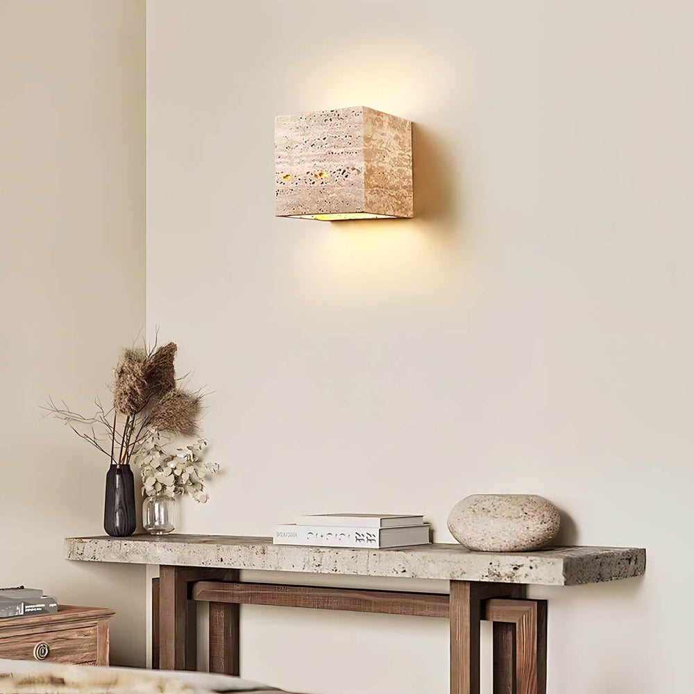 Whitmore Frame Travertine Outdoor Wall Light — gallery image 4
