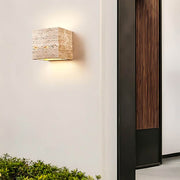 Whitmore Frame Travertine Outdoor Wall Light — gallery image 5