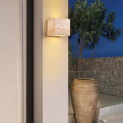 Whitmore Frame Travertine Outdoor Wall Light — gallery image 6