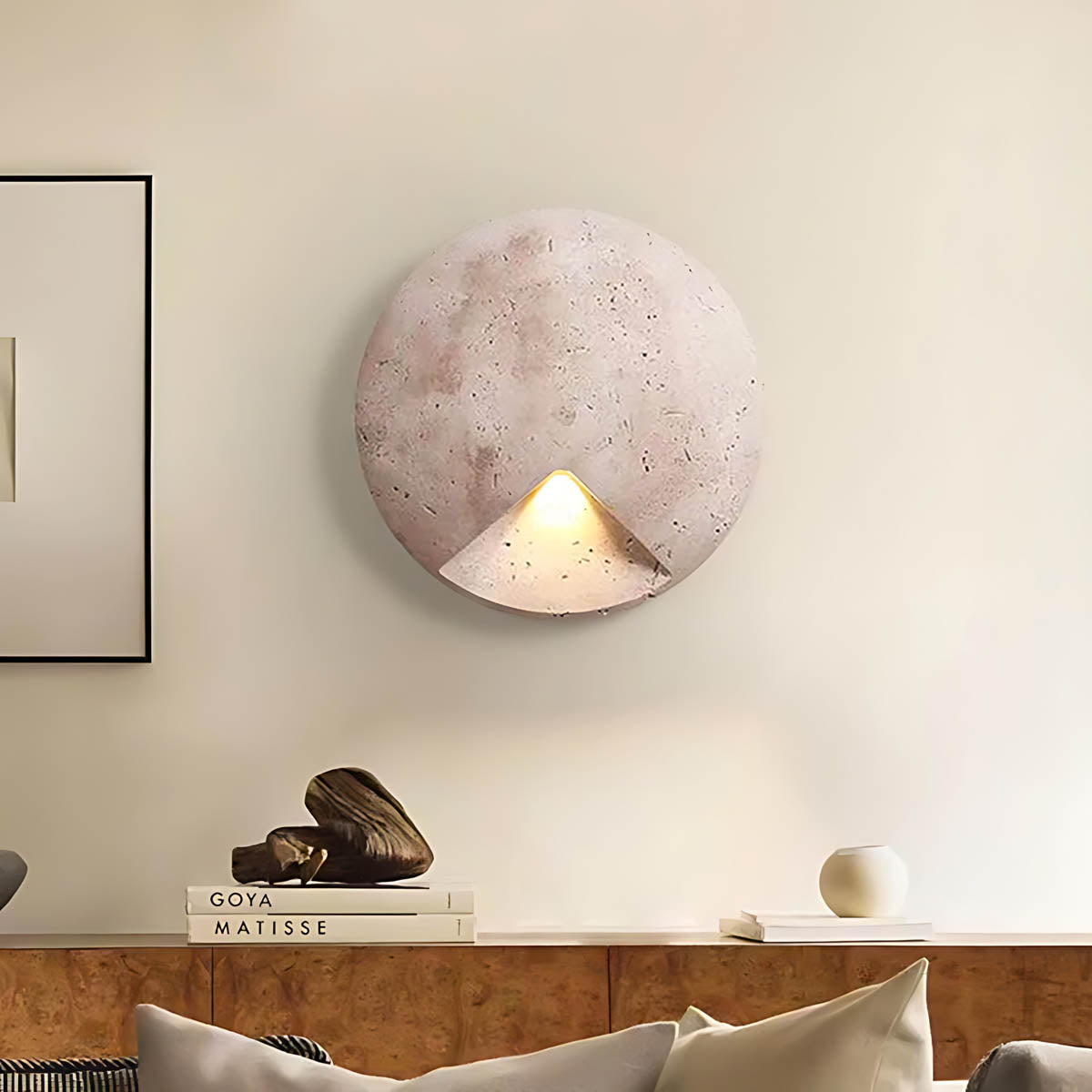 Woodford Frame Travertine Wall Sconce — gallery image 6