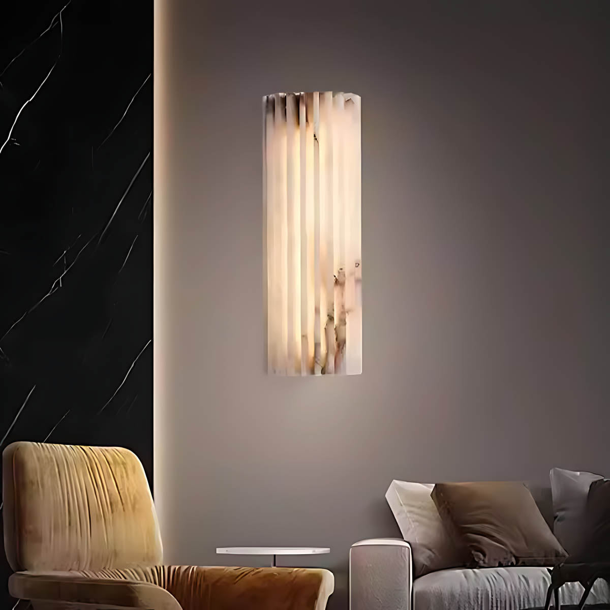 Ashford Vessel Marble Fluted Wall Sconce — gallery image 2