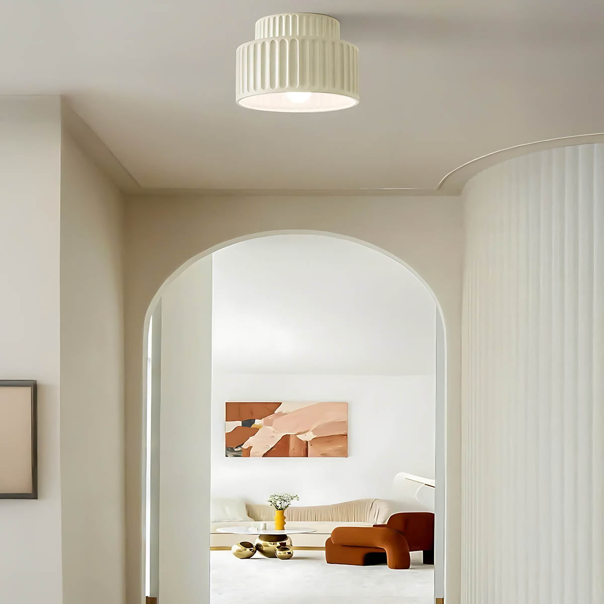 Hollis Vessel Resin Pleated Ceiling Light — gallery image 3