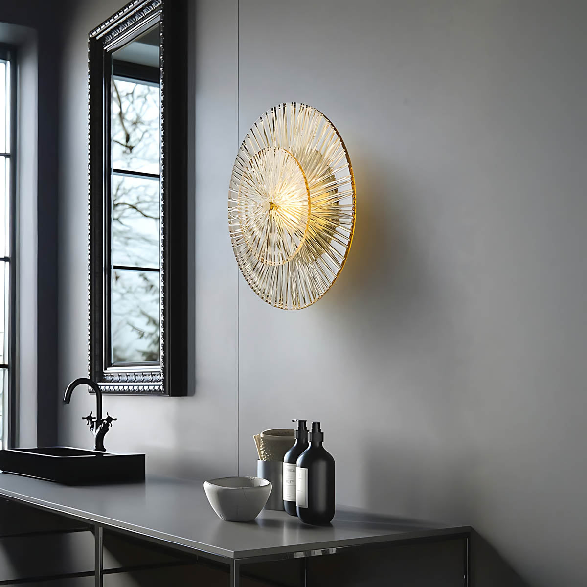 Rowan Vessel Glass Ribbed Wall Sconce — gallery image 7