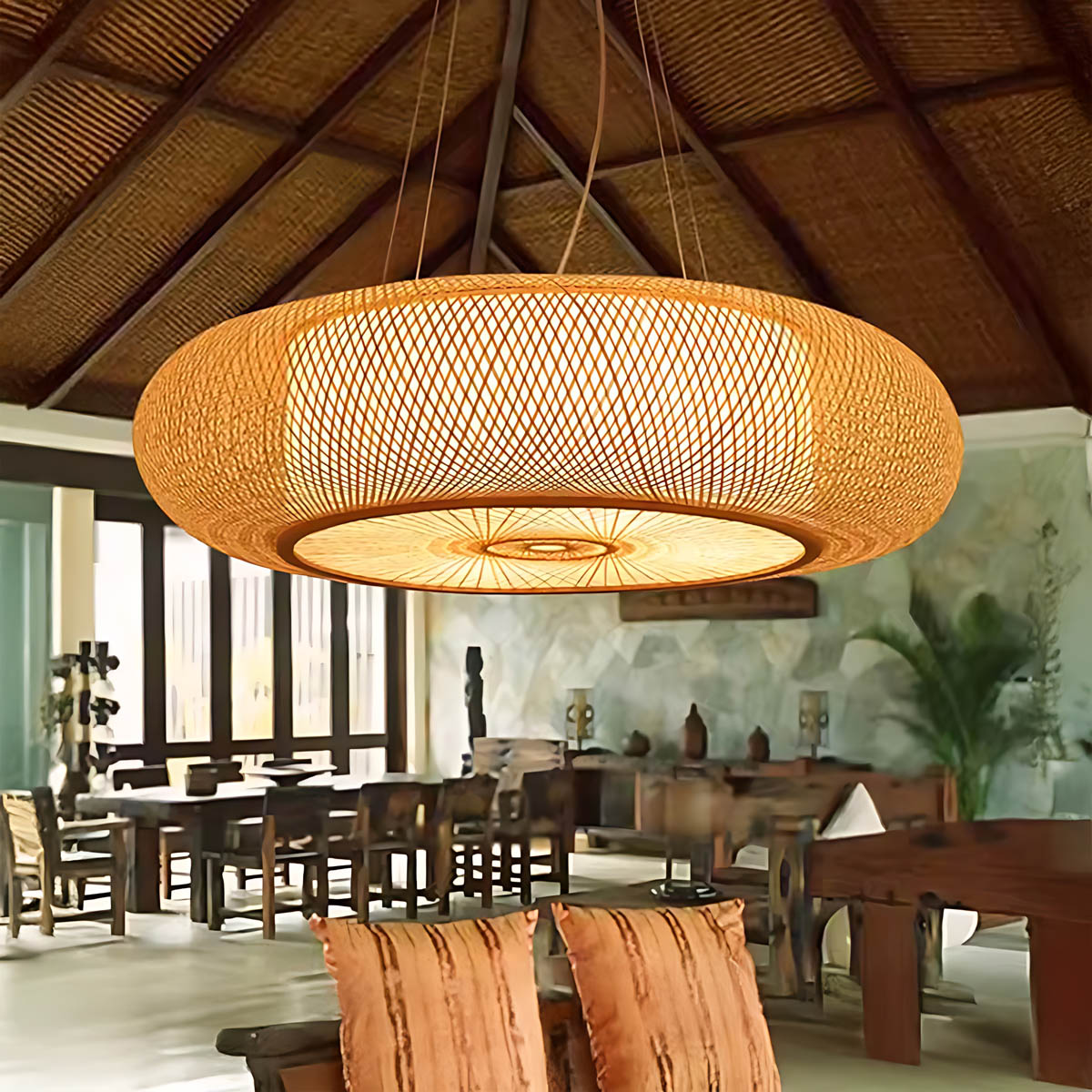 Birch Vessel Bamboo Ring Pendant Light — gallery image 5