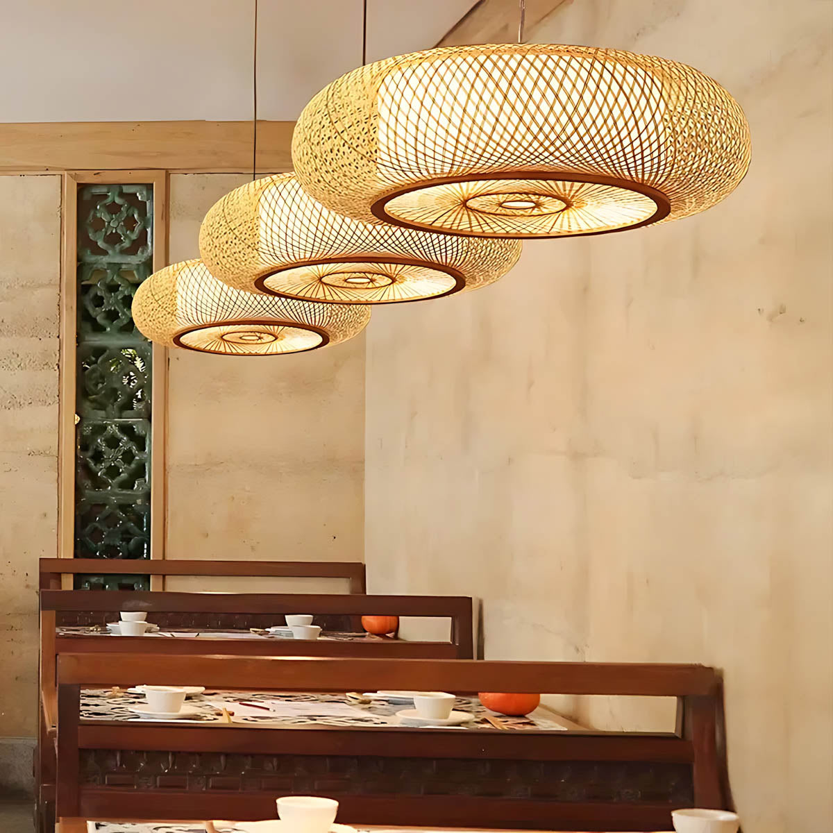 Birch Vessel Bamboo Ring Pendant Light — gallery image 8