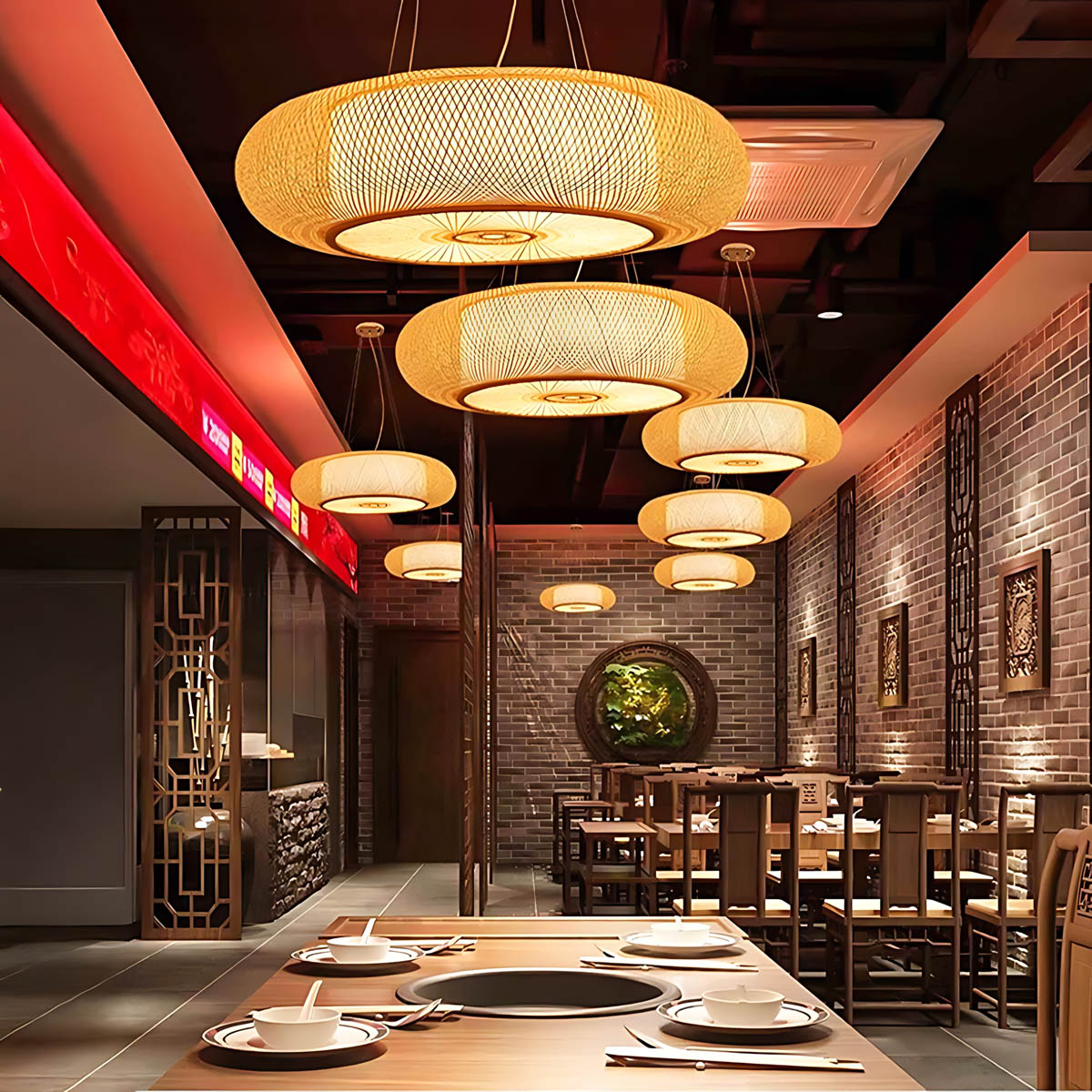Birch Vessel Bamboo Ring Pendant Light — gallery image 9