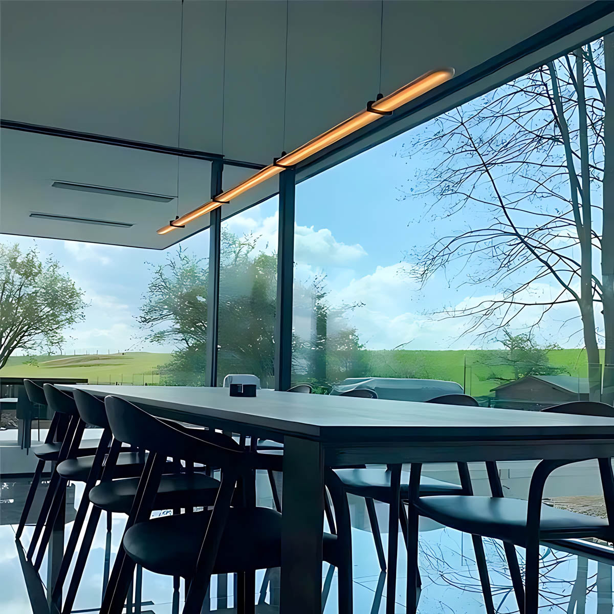 Elmwood Vessel Acrylic Linear Pendant Light — gallery image 2