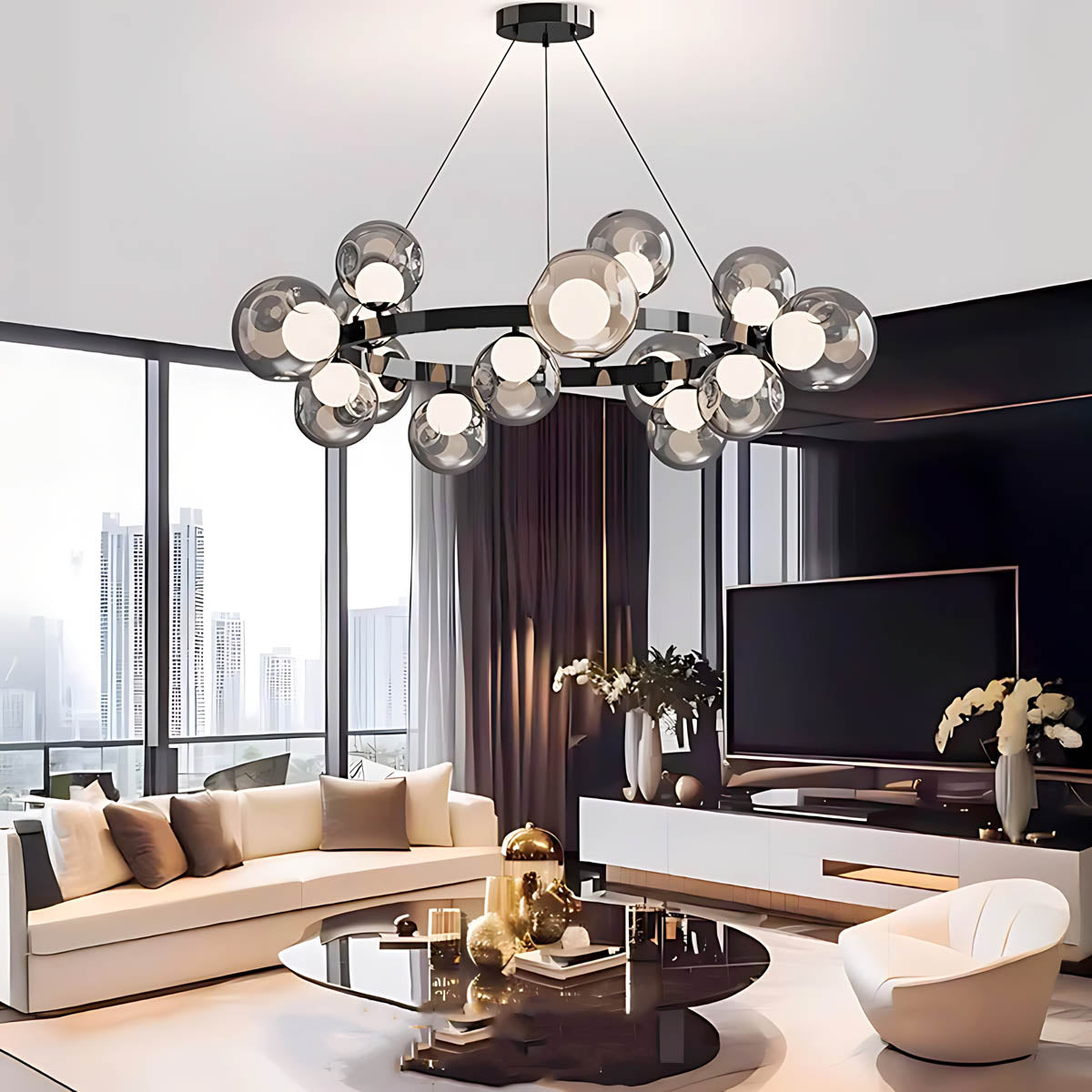 Bayberry Vessel Glass Ring Chandelier — gallery image 6
